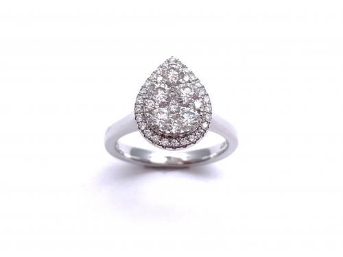 18ct White Gold Pear Shaped Diamond Cluster 1.00ct