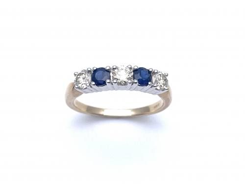 9ct Yellow Gold Sapphire & Diamond Eternity Ring