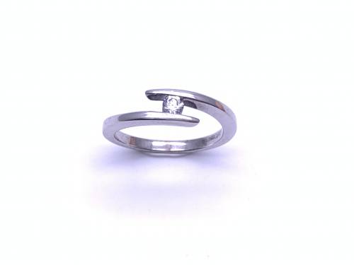 9ct White Gold CZ Solitaire Ring