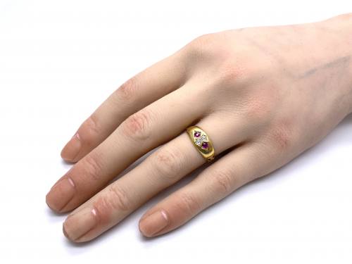 Edwardian 18ct Yellow Gold Ruby & Diamond Ring