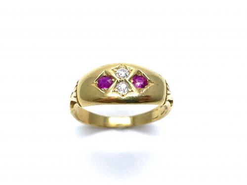 Edwardian 18ct Yellow Gold Ruby & Diamond Ring