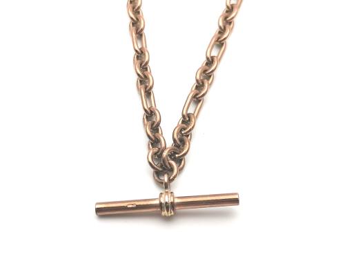 9ct Rose Gold Necklet with T Bar 22inch