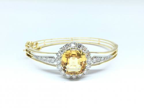 Imperial Topaz and Diamond Hinged Bangle