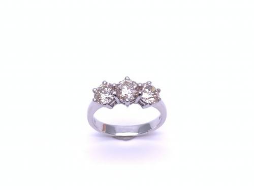 18ct White Gold Diamond 3 Stone Ring 1.89ct