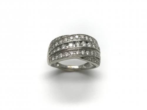 9ct White Gold Diamond Pave Ring