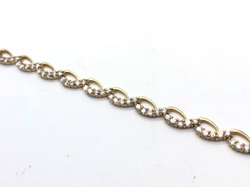 9ct Yellow Gold CZ Bracelet 7 1/2 inch