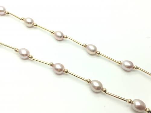 9ct Pink Freshwater Cultured Pearl Necklet 17 Inch