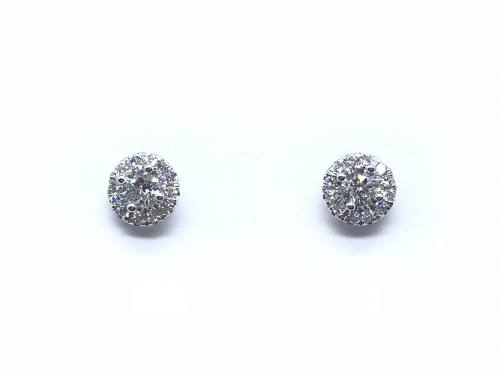 18ct White Gold Diamond Halo Stud Earrings 0.45ct
