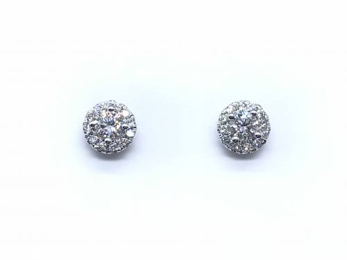 18ct White Gold Diamond Halo Stud Earrings 0.73ct