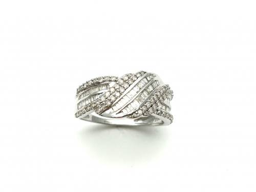 9ct White Gold Diamond Pave Ring