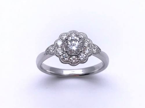 Platinum Diamond Flower Cluster Ring 0.84ct