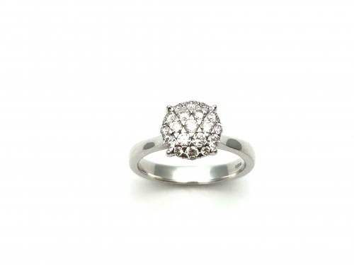 9ct White Gold Diamond Cluster Ring