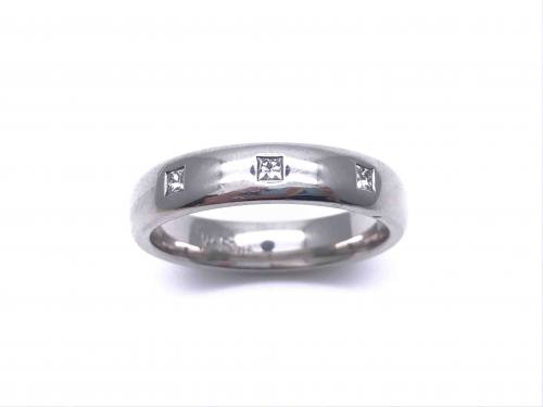 Palladium Plain Court Diamond Wedding Ring 5mm