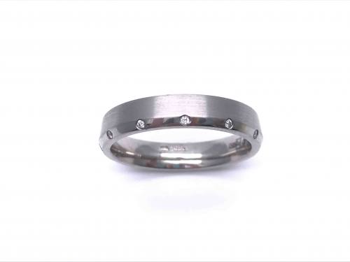 Palladium Diamond Edged Wedding Ring 4mm