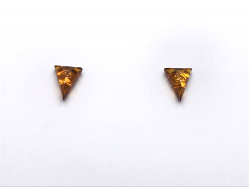 Silver Amber Triangle Stud Earrings