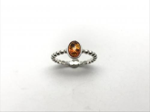 Silver Amber Stacker Ring