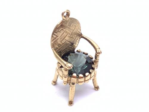 9ct Yellow Gold Stone set Chair Charm