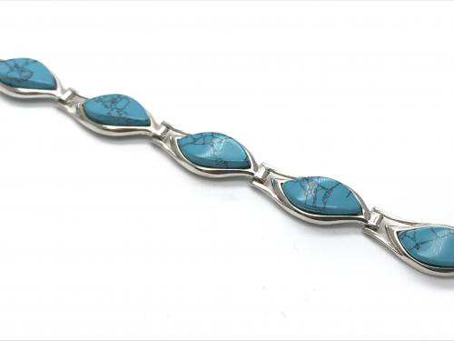 Silver Reconstituted Turquoise Bracelet