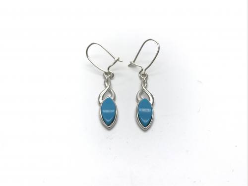 Silver Reconstituted Turquoise Drop Earrings