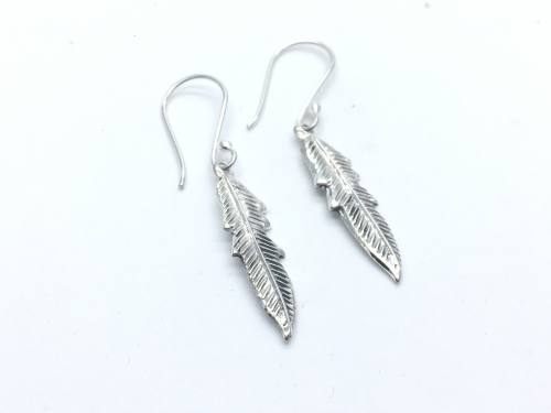 Silver Feather Drop Hook Earrings