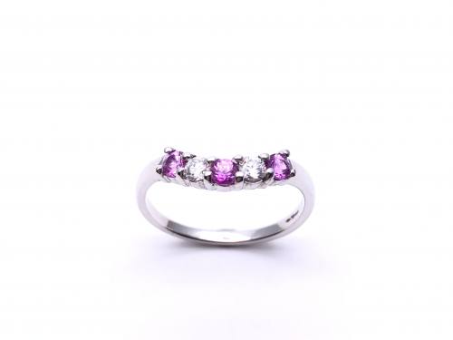 18ct Diamond & Pink Sapphire Wishbone