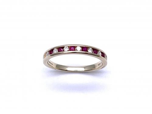 9ct Yellow Gold Ruby & Diamond Eternity Ring