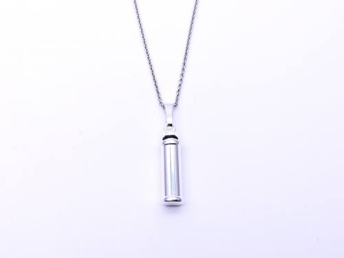 Silver Cylinder Shaped Bottle Pendant & Chain