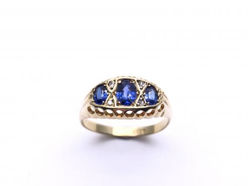 Synthetic Sapphire& Diamond Ring