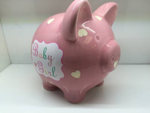 Baby Girl Heart & Star Piggy Bank