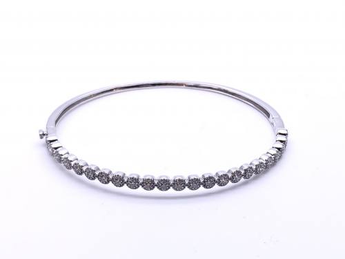 9ct White Gold Diamond Bangle 1.02ct