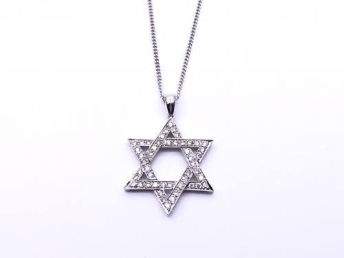 18ct White Gold Diamond Star Of David