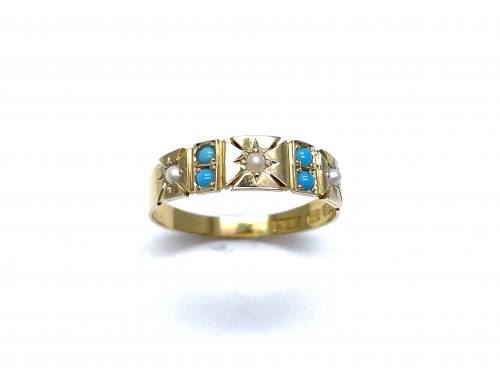 15ct Pearl Turquoise Ring Birmingham 1900