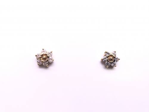 9ct Diamond Flower Cluster Earrings