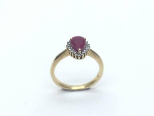 9ct Ruby and Diamond Cluster Ring