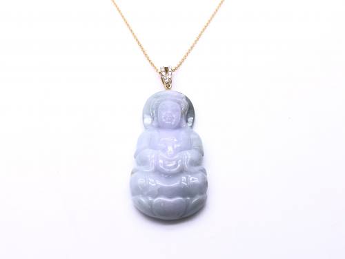 18ct Yellow Gold Diamond Jade Thai Buddha Pendant