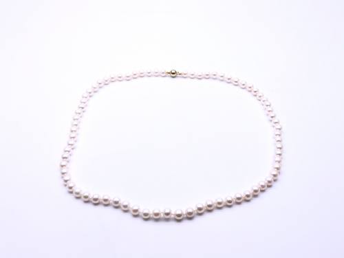 9ct Yellow Gold White Cultured Pearl Necklet 7mm