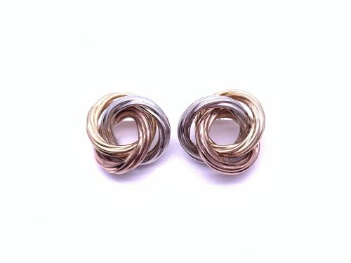 9ct Three Colour Knot Stud Earrings