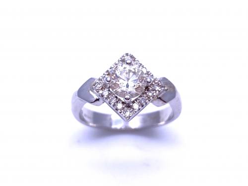 14ct White Gold Diamond Halo Ring