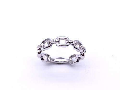 9ct White Gold Diamond Chain Link Ring 0.13ct