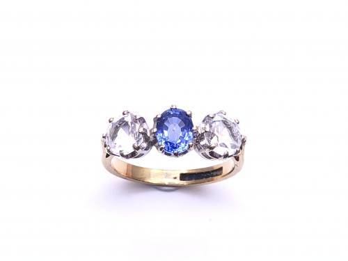 9ct Blue & White Paste Three Stone Ring