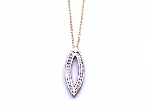 9ct Yellow Gold CZ Pendant and Chain