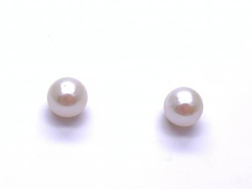 9ct Yellow Gold Cultured Pearl Stud Earrings 7x8mm