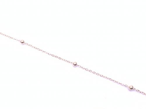 9ct Yellow Gold Beaded Trace Anklet 10 inches