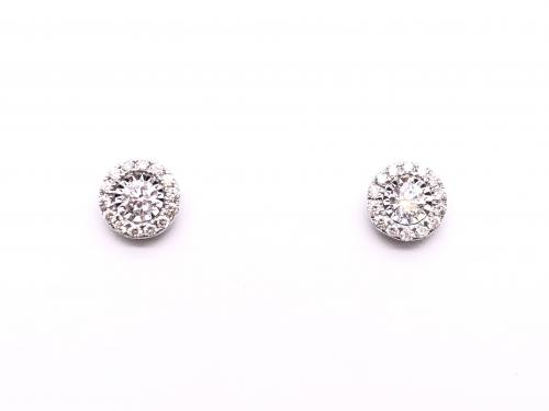 18ct White Gold Diamond Cluster Earrings 1.03ct