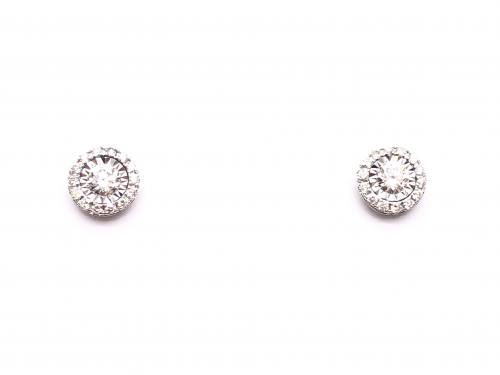 18ct White Gold Diamond Cluster Earrings 0.54ct