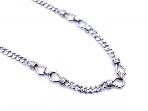 9ct White Gold Curb Necklet 19 Inch