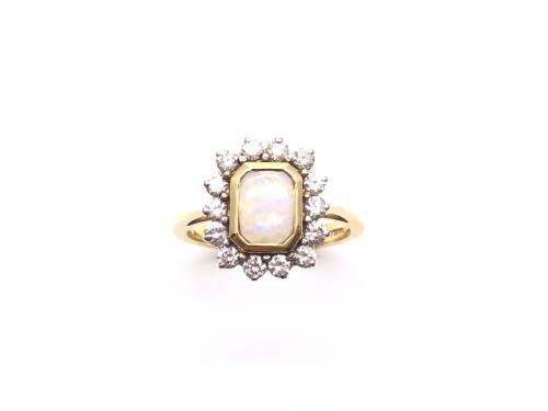 18ct Yellow Gold Opal & Diamond Ring 0.70ct