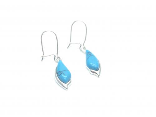 Silver Reconstituted Turquoise Drop Earrings