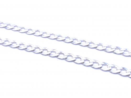 Silver Flat Open Curb Bracelet 8 Inch