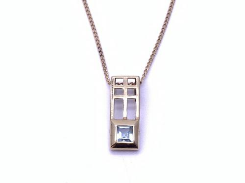 9ct Yellow Gold Topaz Pendant & Chain